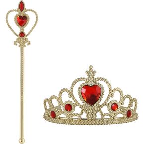 Vicloon Princess Dress Up Accessories, 2PCS Princess Crown and Wands for Little Girls, Jewelry Toy Gifts Set Christmas