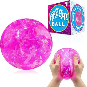 Power Your Fun Arggh Rainbow Giant Stress Balls for Adults - 3.75 Inch Large Stress Balls for Kids Squishy Toys Ball Stress Relief Fidget Toy Sensory Ball Squeeze Toy for Boys Girls (Rainbow)