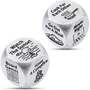 2 PCS Food Dice Game Food Decision Dice for Couples Gifts for Boyfriend Girlfriend 1st 11th Wedding Anniversary Steel Gifts Iron Gift Easter Basket Stuffers for Adults Mothers Day Christmas Valentine in Kuwait