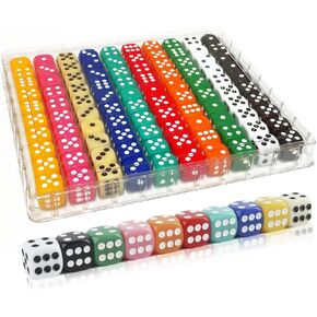 100 Pieces 16MM Dice Set, 6 Sided Standard Colored Dices with Portable Plastic Box, Opaque 10 Colors Games Dice for Board Games, Parties, Classroom Math Bulk Dice