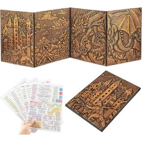 DND DM Screens 5e-Embossed Dungeons and Dragons Screen Foldable Design, Four-Panel with Pockets Dungeon Master Screen, Compatible with Rich Graphics for Dungeon Master Gifts