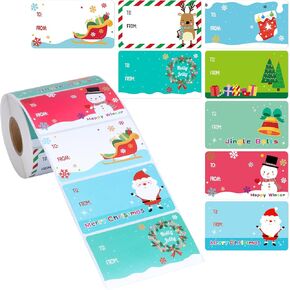 500 PCS Christmas Gift Tags Christmas Santa Claus Stickers Self Adhesive Cartoon Christmas Tag Christmas Festival Holiday Decor