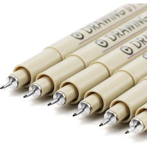 Muchcute Micro Fineliner Drawing Art Pens: 12 Black Fine Line Waterproof Ink Set Artist Supplies Archival Inking Markers Liner Sketch Outline Anime Gifts Manga Sketching Watercolor Zentangle Kit Stuff