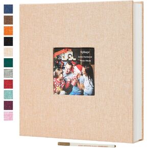Spbapr Large Photo Album Self Adhesive 3x5 4x6 5x7 8x10 Pictures Magnetic Scrapbook 40 Blank Pages Linen Cover DIY Album with A Metal Pen Turquoise