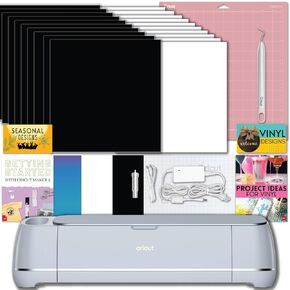 آلة Cricut Maker 3 مع مجموعة أدوات وفينيل ذكية - آلة قطع حرفية للمبتدئين مع لفات فينيل لاصقة، مشاريع حرفية مخصصة وشارات، آلة قطع قوالب بدون حصيرة مع مواد