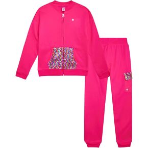 RBX Girls' Active Sweatsuit Set - 2 Piece Fleece Hoodie Sweatshirt and Sweatpants - Sequin Jogger Pants Set for Girls (7-12)