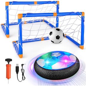 AOKESI Hover Soccer Ball Set with Rechargeable Battary,Indoor Football Toys with 2 Goals,Inflatable Soccer Ball,LED Light,Birthday/Christmas Soccer Gifts for Boys Girls 3 4 5 6 7 8-12 Year Old Kids