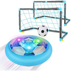 مجموعة كرة قدم تحوم مع هدفين، كرة قدم عائمة بالهواء الداخلي قابلة لإعادة الشحن مع ضوء LED ومصد إسفنجي، هدايا مثالية لعيد الميلاد لعيد الميلاد للأعمار 3 4 5 6 7 8-12 عامًا للأطفال الأولاد والبنات