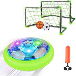 Growsland Boy Toys Hover Soccer Ball with 2 Goals, Indoor Soccer Gifts for Boys, LED Hover Ball with Foam Bumper Inflatable Soccer Toys for 3 4 5 6 7 8 9 10+ Years Old Girls Boys