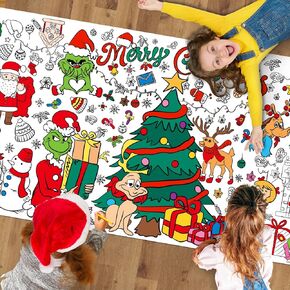 Tetor Christmas Giant Coloring Poster/Tablecloth-Christmas Crafts for Kids-30 x 72 Inches Jumbo Paper Coloring Banner Kids Gifts Activities Toys Party Decorations (Christmas style1)