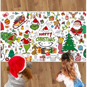 Christmas Crafts for Kids, 31 x 72 Inches Jumbo Christmas Coloring Poster/Tablecloth, Drawing Paper Christmas Activities Gifts for Kids, Merry Xmas Party Decorations Indoor