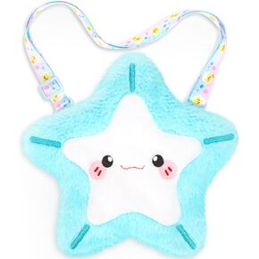 Kids Plush Starfish Crossbody Handbag with Zipper, Coin Bag with Adjustable Strap, Soft Starfish Stuffed Purse - Toddlers Kids Birthday Gift