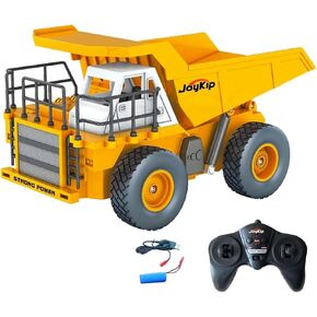 Remote Control Dump Truck Toy, 6 Channel 2.4Ghz RC Construction Vehicles, Heavy Duty Metal Remote Control Truck with Lights and Sound, with Rechargable Battery Great Gift for Kids 6+