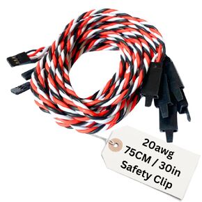 BackBayRC - 20awg Servo Extension Wire w/Safety Clip - 100 Strands for RC Vehicles, Drones, E-Bikes - 7 Lengths / 5 Wires per Pack (75CM / 30in / 2.5ft)
