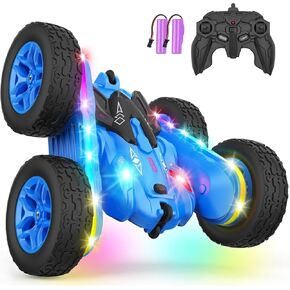 Remote Control Car, RC Car with Sides Light Strip and Headlights - Toy for Boys 4-7 - Blue