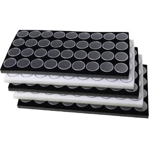 Novel Box Gem Jars 180 Medium Size Gems Jars | Pack of 5 White Tray Foam Sheet 14.5X7.8X0.75 | Glass Rock Storage Box Insert Jewelry Display | Glass Jewelry Tray Foam Sheet