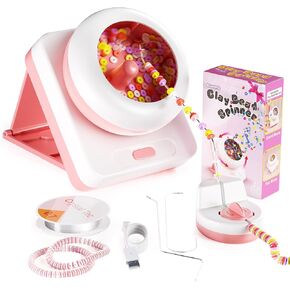 Electric Bead Spinner, Cordless Clay Bead Spinner Rechargeable with 3 Speeds 9 Adjustable Angles and Needles, Automatic Seed Bead Spinner for Bracelet Jewelry Necklaces Making, Gift Ideas for Girls