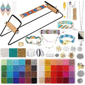 PP OPOUNT Adjustable Bead Loom Kit, Wood Loom Beading Supplies with Detailed Instructions, Practical Jewelry Making Accessories, Beading Loom Kits for Adults Jewelry Making Bracelets Belts