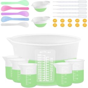 Silicone Measuring Cups for Resin Supplies, Resin Cups Kit with 600ml & 100ml Resin Mixing Cups and Tools, Silicone Cups for Resin Molds, Epoxy Resin Cups, Cooking, Casting Moulds, Jewelry Making