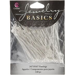 Cousin Jewelry Basics Eye Pin, Bright Silver, 140-Piece