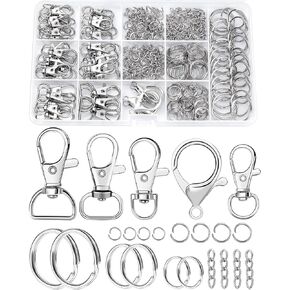 325PCS FIVEIZERO Keychain Making Kit - Keychain Clip with Key Ring, Lobster Claw Clasp, Swivel Snap Hook, Jumprings & Extender Chain for Crafts, DIY Projects & Keychain Supplies