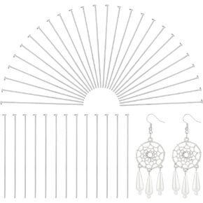 UNICRAFTALE 500pcs Stainless Steel Head Pins 50mm Flat Head Pins Eye Pins Findings Metal Earring Pins End Headpins for Jewelry Making DIY Craft with Container Head 1.5mm
