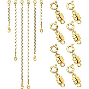 Necklace Extender and Magnetic Necklace Clasp, Magnetic Clasps for Bracelet Extenders Sliver Chain Extension for Jewelry Repair Kit