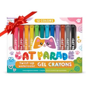 OOLY Rainbow Sparkle Metallic Watercolor Gel Crayons, Set of 12,Glitter Gel Markers for Kids and Toddlers, Colorful Twistable Crayons for School, Drawing - Metallic