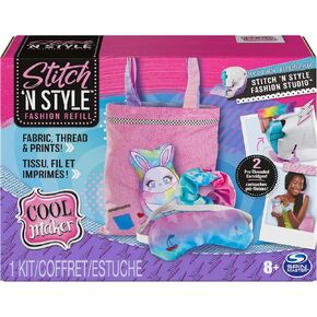Cool Maker, Stitch ‘N Style Fashion Studio, Pre-Threaded Sewing Machine Toy with Fabric and Water Transfer Prints, Arts & Crafts Kids Toys for Girls