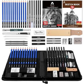 Art Supplies, Sketching & Drawing Pencils Art Kit with 2 Sketch Pads , Professional Artists Drawing Supplies Set Includes Graphite, Charcoals, Kneaded Eraser for Kids, Teens and Adults (35 Pieces)
