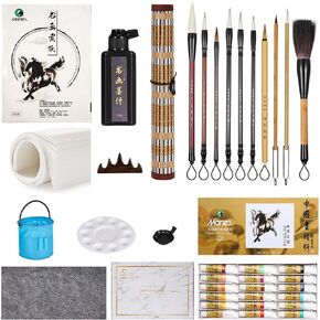 Corciosy Chinese Calligraphy Brushes Set,Professional Sumi Watercolor Brushes Writing, Japanese Painting Set for Beginners