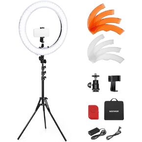 NEEWER Ring Light Kit: 18"/48cm Outer 55W 5600K Dimmable LED Ring Light, Light Stand, Carrying Bag for Camera, Smartphone, YouTube, TikTok, Self Portrait Shooting, Black