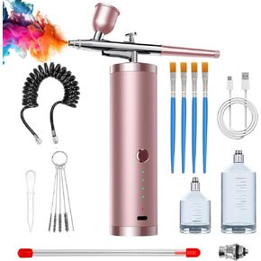 Airbrush Kit with Compressor 48PSI Cordless Airbrush for Nails 1800mAH Rechargeable Non-Clogging Airbrush Set with 0.3/0.5mm Nozzle Air Brush Spray Kit for Model Paints Makeup Cake Decor Black