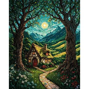 Mountain Paint By Numbers Kit For Adults Beginner Cabin Adult Paint By Number Kits On Canvas Mountain Oil Painting Kit For Beginners Adults' Paint-By-Number Kits For Gift Home Wall Decor 16x20 Inch