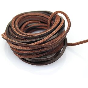 LolliBeads (TM) 3mm Flat Genuine Leather Strip Cord Braiding String Dark Brown Espresso (5 Yards) in Saudi Arabia