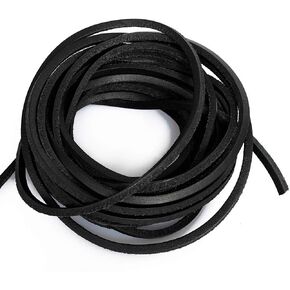 LolliBeads (TM) 3mm Flat Genuine Leather Strip Cord Braiding String Dark Brown Espresso (5 Yards)