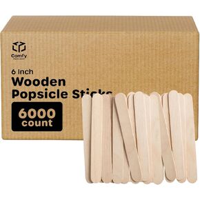 Comfy Package [1000 Count] Jumbo 6 Inch Wooden Multi-Purpose Popsicle Sticks, Craft Sticks for ICES, Ice Cream, Waxing, Tongue Depressor Wood Sticks