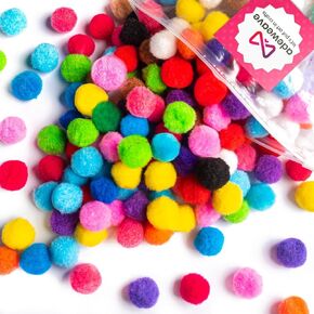 Adeweave 1 Inch 300 Pom poms – Soft and Fluffy Craft Pom Pom Balls – Multicolor Craft Supplies Pompoms for Arts and Crafts in a Reusable Box, Large Puff Ball Ideal for DIY and School Activities