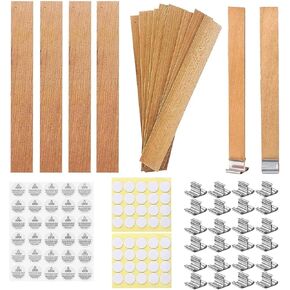 250 Pcs Wooden Candle Wicks Wicks Stickers 5.1 X 0.5 Inch Natural Candle Wood Wicks Stand Candle Cores for DIY Candle Making Craft Wooden Wicks for Candle Making Wood Wick