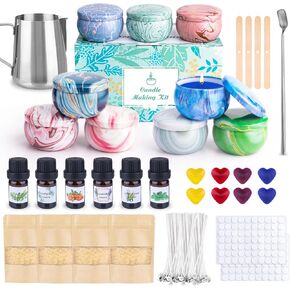Candle Making Kit for Adults, DIY Candle Making Supplies for Adults, Beginners, Include Beeswax, Candle Tins, Wicks, Essential Oils, Dyes, DIY Candle Making Set Gift for Christmas
