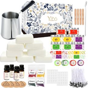 Complete Candle Making Kits for Adults Beginners,DIY Candle Making Supplies Include Soy Wax,Wax Melter,Scents,Dyes,Wicks,Wicks Sticker,Candle Tins & More-Full Candle Making Set - Arts & Crafts Kits