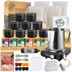 FAIRYELF Candle Making Kit with Wax Melter, Complete Candle Making Supplies, Soy Candle Wax Kit for Kids, Beginners, Adults, Including Electronic Stove, Soy Wax, Melting Pot, Rich Scents and Dyes
