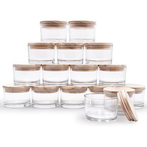 SHOWIN Thick Candle Jars for Making Candles 16 Pcs, 7 OZ Empty Jars with Wood Lids for Candle Making, Sample Container, Frosted Red