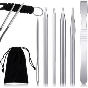 JJUNW 6Pcs Paracord Accessories, Paracord Tools, Paracord Jig Paracord Needle Smoothing Tool Lacing Leather, Paracord Stitching Lacing Stitching Needles for Leather Paracord Work
