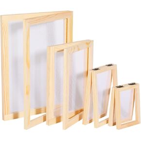 Worown 4 Sizes (A4, A5, A6 & A7) 2 in 1 Wooden Paper Making Screen, Mould and Deckle, Wooden Paper Making Frame for DIY Paper Crafts