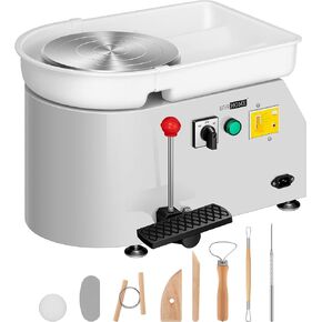 VIVOHOME 25CM Pottery Wheel Forming Machine 350W Electric DIY Clay Tool with Foot Pedal and Detachable Basin for Ceramic Work Art Craft White in Kuwait