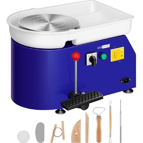 VIVOHOME 25CM Pottery Wheel Forming Machine 350W Electric DIY Clay Tool with Foot Pedal and Detachable Basin for Ceramic Work Art Craft White
