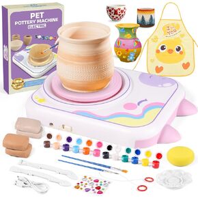 weirtoya Pottery Wheel for Kids, Pottery Painting Kit for Ages 6-12, Mini Pottery Studio Arts and Crafts Set, Girls' Birthday Gifts (Purple)