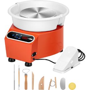 VIVOHOME Upgraded Compact 25CM LCD Touch Pottery Wheel Forming Machine, Electric Ceramic Clay Wheel with Foot Pedal and Detachable Basin, DIY Tools for Adults Beginners Orange