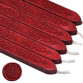 TELOSMA 6PCS Blood Red Sealing Wax Sticks with Wick, Suitable for Envelope, Invitation, Gift Wrapping, Wine Bottle, Tea or Cosmetics Box